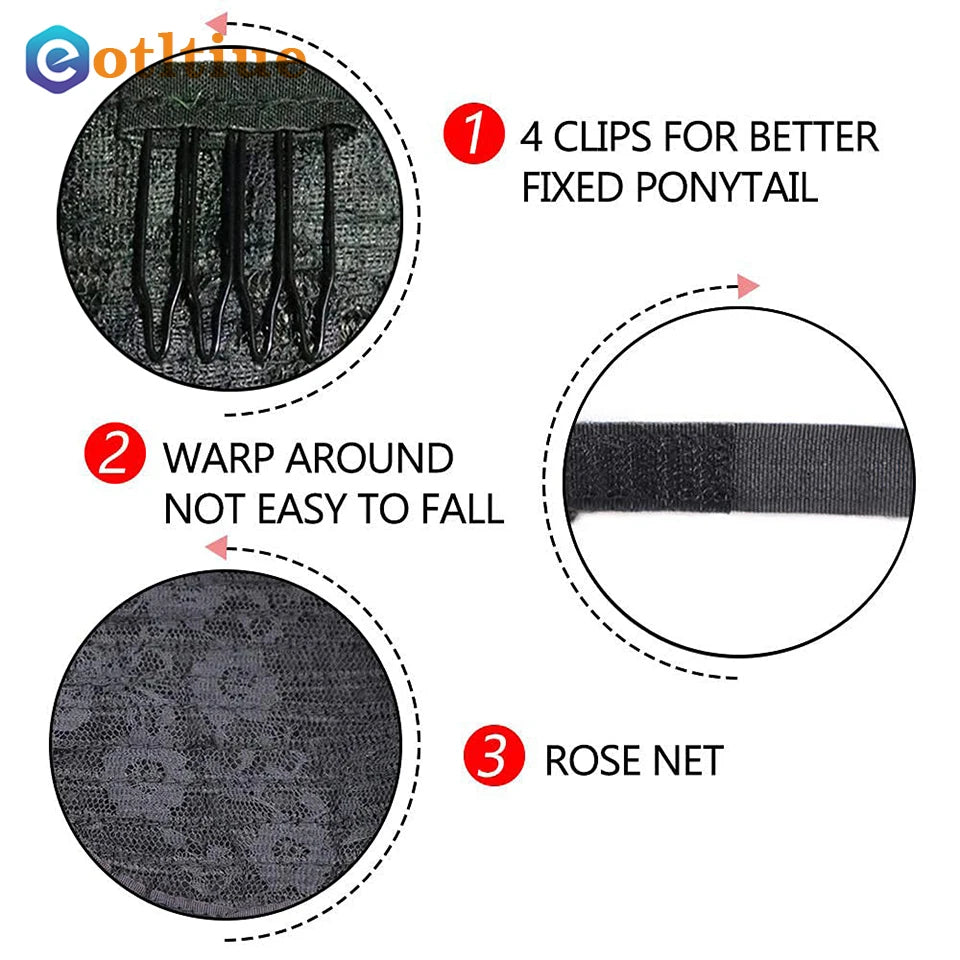 15A Body Wave Ponytail Human Hair Wrap Around Clip in Hairpiece Remy 3C Pony Tail Kinky Curly Ponytail Kinky Straight Ponytail