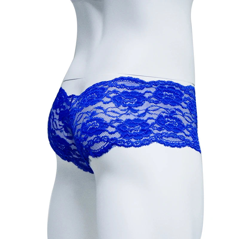 Lace Sexy Underwear Men Boxers Hombre Man Sissy Transparent Ultra Thin Panties U Convex Pouch Boxer Shorts Underpants Cueca