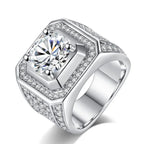 CC Rings For Men Luxurious Jewelry Bridegroom Wedding Engagement Silver-Plated Cubic Zirconia Round Ring Drop Shipping CC804