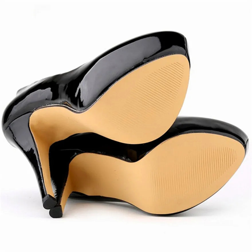 Sexy High Platform Party Shoes 2026 New Women Concise Solid Patent Leather High Heels Shoes Fashion Shallow Wedding Shoes Woman