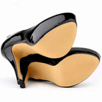 Sexy High Platform Party Shoes 2026 New Women Concise Solid Patent Leather High Heels Shoes Fashion Shallow Wedding Shoes Woman