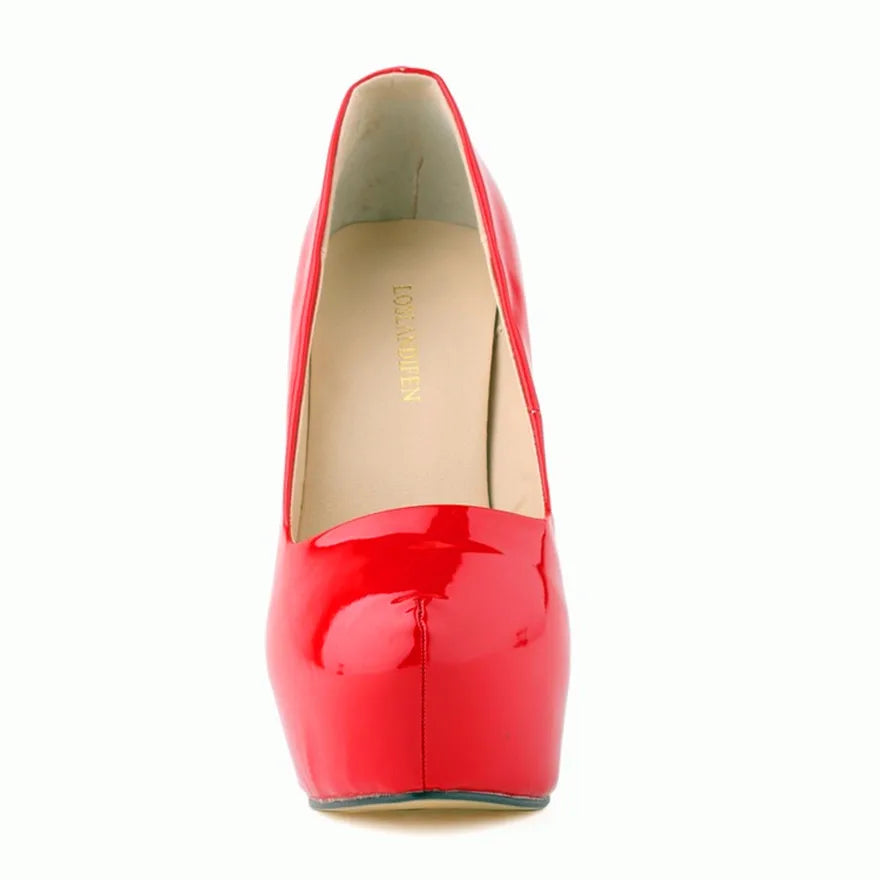 Sexy High Platform Party Shoes 2026 New Women Concise Solid Patent Leather High Heels Shoes Fashion Shallow Wedding Shoes Woman