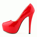 Sexy High Platform Party Shoes 2026 New Women Concise Solid Patent Leather High Heels Shoes Fashion Shallow Wedding Shoes Woman