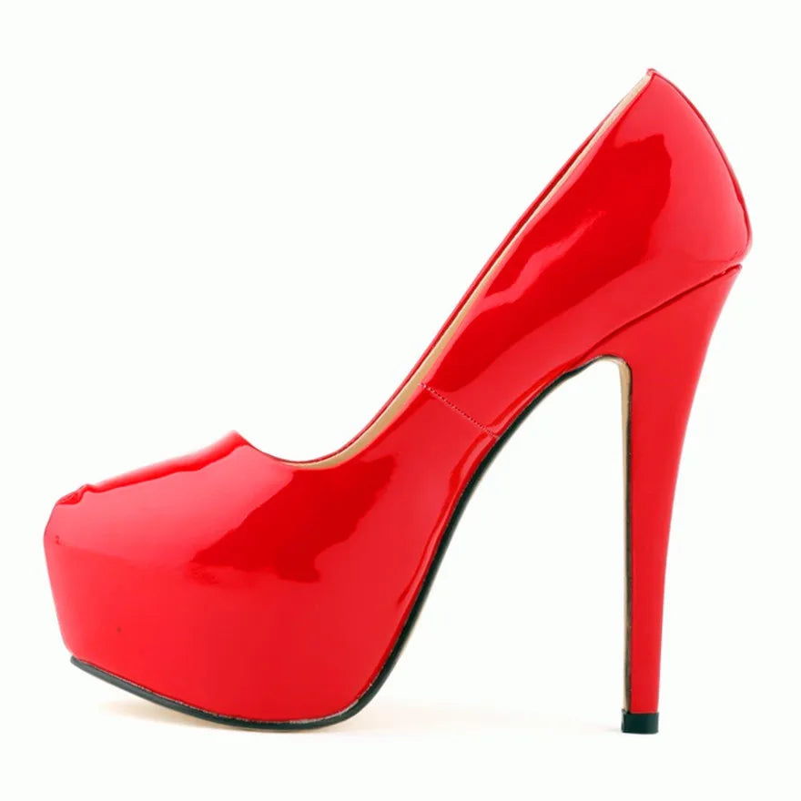 Sexy High Platform Party Shoes 2026 New Women Concise Solid Patent Leather High Heels Shoes Fashion Shallow Wedding Shoes Woman