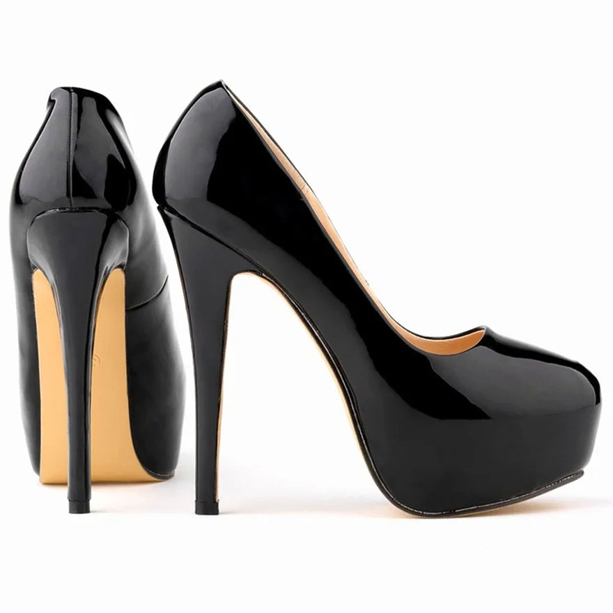 Sexy High Platform Party Shoes 2026 New Women Concise Solid Patent Leather High Heels Shoes Fashion Shallow Wedding Shoes Woman