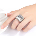 CC Rings For Men Luxurious Jewelry Bridegroom Wedding Engagement Silver-Plated Cubic Zirconia Round Ring Drop Shipping CC804