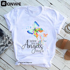 Women's Butterfly Tree Print Harajuku T-Shirt, Round Neck Top, Short Sleeve, Casual Summer Tee Shirt,Drop Ship