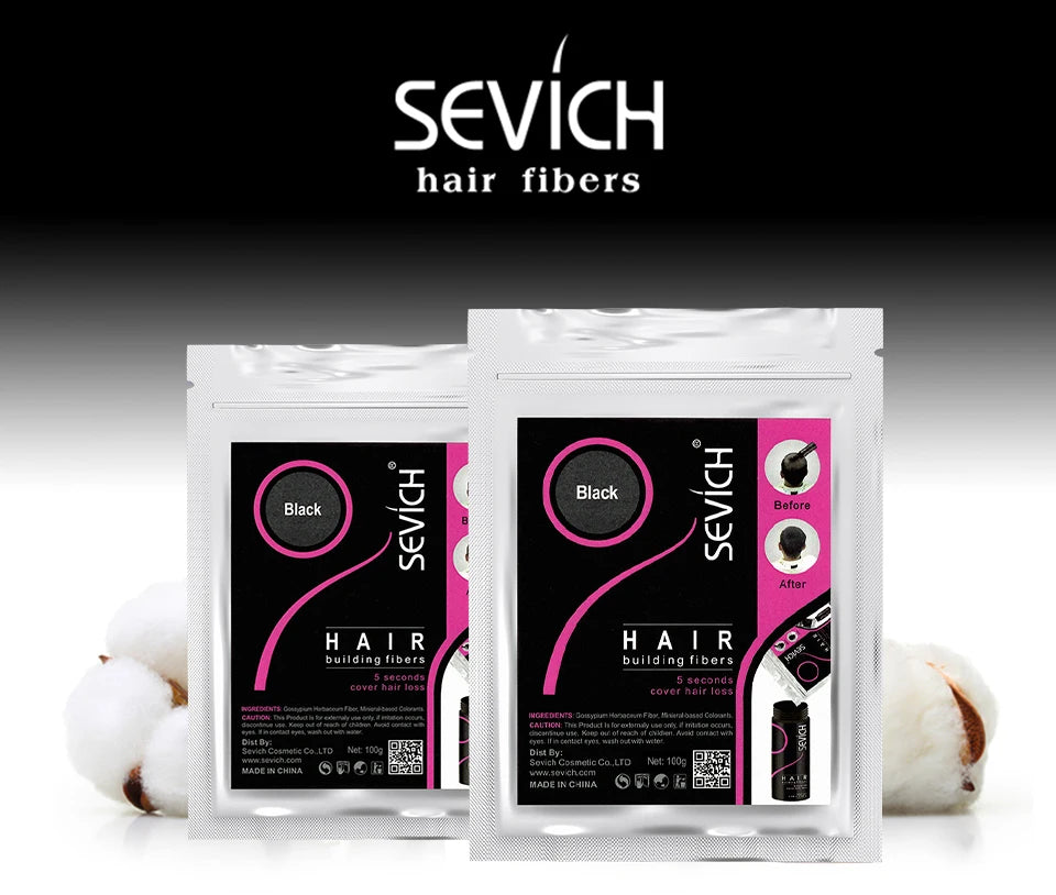 Sevich Refill 100g Hair Fiber Hair Loss Products Hair Building Fibers Powders Thicken Thin Hair 10 Colors Keratin Hair Regrowth