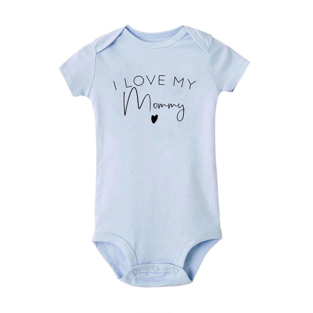 I Love My Mommy Daddy Auntie Baby Infant Romper Fashion Summer Short Sleeve Jumpsuit Toddler Girl Boy Bodysuits Clothes Gifts