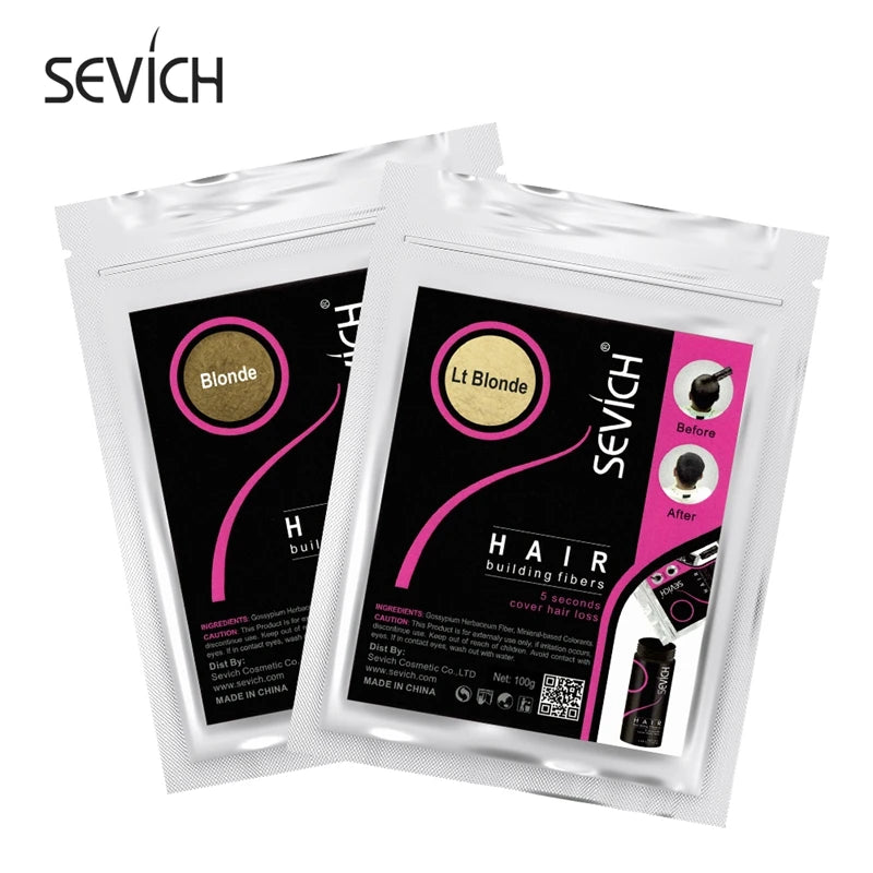 Sevich Refill 100g Hair Fiber Hair Loss Products Hair Building Fibers Powders Thicken Thin Hair 10 Colors Keratin Hair Regrowth