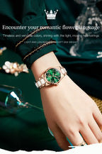 OLEVS Luxury Women Watch Camellia Quartz Japan Movement 30M Waterproof Watch For Women Ceramics Women Wristwatch