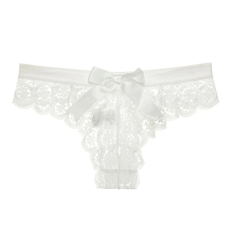 Women's Panties Sexy Lingerie Ladies Lace Transparent Bow Panties Lace Perspective Hollow Sexy Panties Thongs Erotic Lingerie