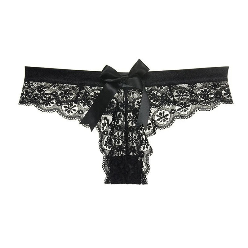 Women's Panties Sexy Lingerie Ladies Lace Transparent Bow Panties Lace Perspective Hollow Sexy Panties Thongs Erotic Lingerie