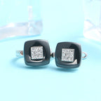 Fashion Square Stud Earrings Ceramic AAA Cubic Zirconia Silver Color Simple U Shape Korean Earrings For Women Send Friend