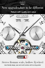 OLEVS Men's Watches Automatic Mechanical Business Wristwatch Waterproof Stainless Steel Strap Watch for Man Skeleton Calendar