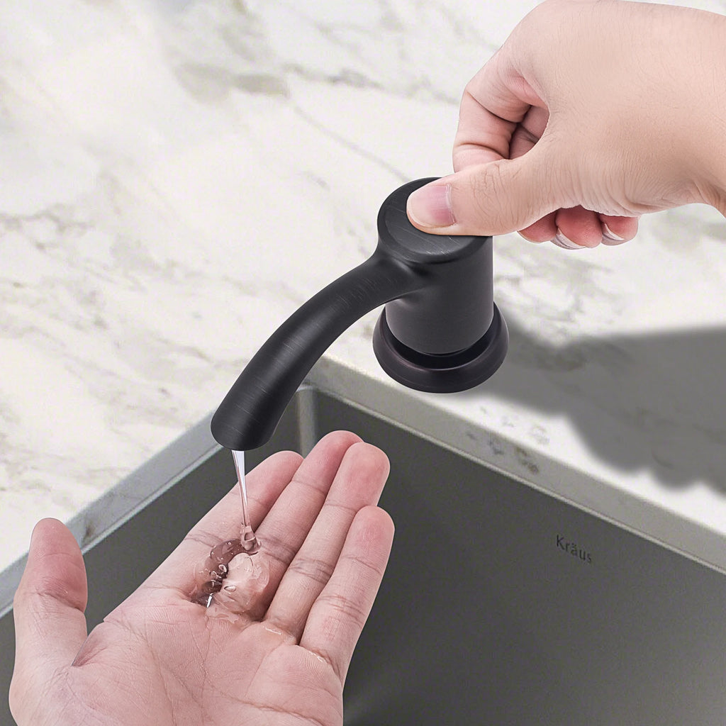 Samodra Nickel Soap dispenser Black Kitchen sink Counter Liquid Soap Dispenser Bottle kitchen accessories 350ml  Built in Pumps