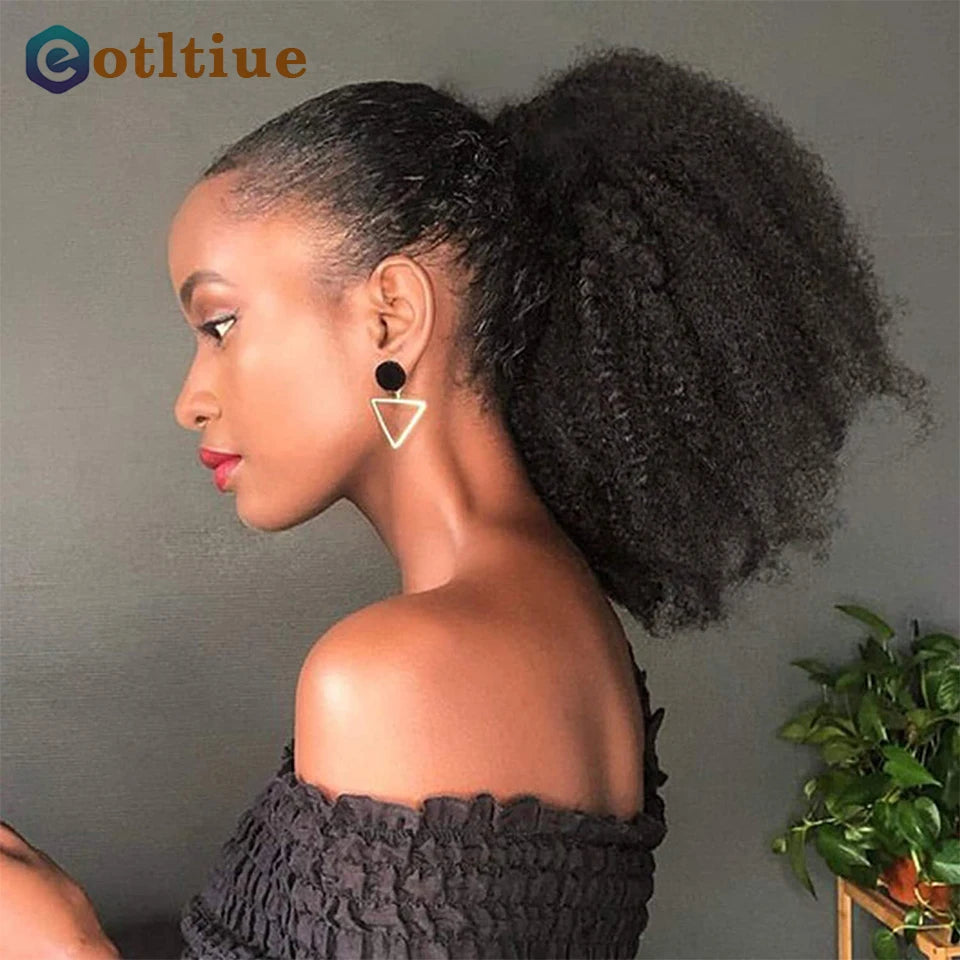 15A Body Wave Ponytail Human Hair Wrap Around Clip in Hairpiece Remy 3C Pony Tail Kinky Curly Ponytail Kinky Straight Ponytail