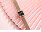 Japan Quartz Movement Green Dial Roman Square Watches Case Stanless Steel Fashion Wristwatch Ladies Rose Gold Watches For Women