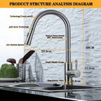 DQOK Kitchen Faucet Pull Out  Brushed Nickle Sensor Stainless Steel Black Smart Induction Mixed Tap Touch Control Sink Tap