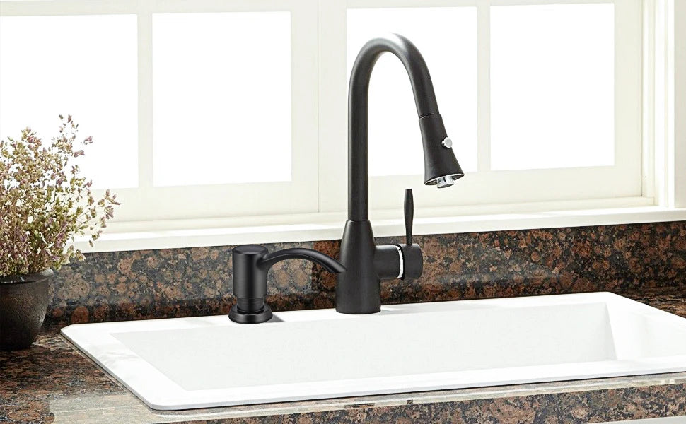 Samodra Nickel Soap dispenser Black Kitchen sink Counter Liquid Soap Dispenser Bottle kitchen accessories 350ml  Built in Pumps