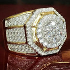 Wholesale Fashion Men's Triple Layer Zircon Irregular Ring Large Center Zirconia Crystal Male Ring for Men Jewelry Accessories