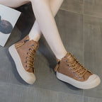 Retro Short Boots for Women with Soft Soles 2023 Autumn and Winter New Versatile Casual High-Top Shoes for Women Ins Style Large Size Flats