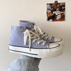 2025 Spring and Summer New Style Burgundy Versatile High-Top Canvas Shoes for Women Hong Kong Style Street Shoes for Women Ins