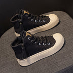 Retro Short Boots for Women with Soft Soles 2023 Autumn and Winter New Versatile Casual High-Top Shoes for Women Ins Style Large Size Flats