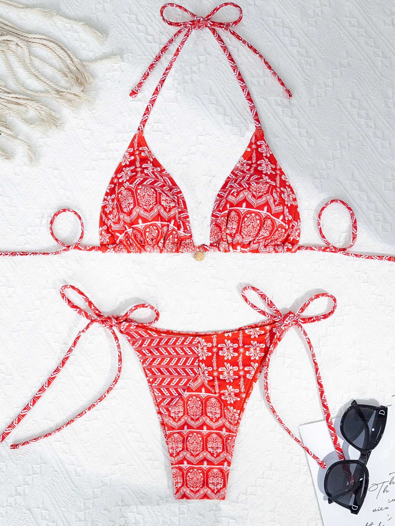 2026 European and American Cross-Border New Lace-Up Swimsuit Bikini High-End Bikini Swimsuit Set for Women