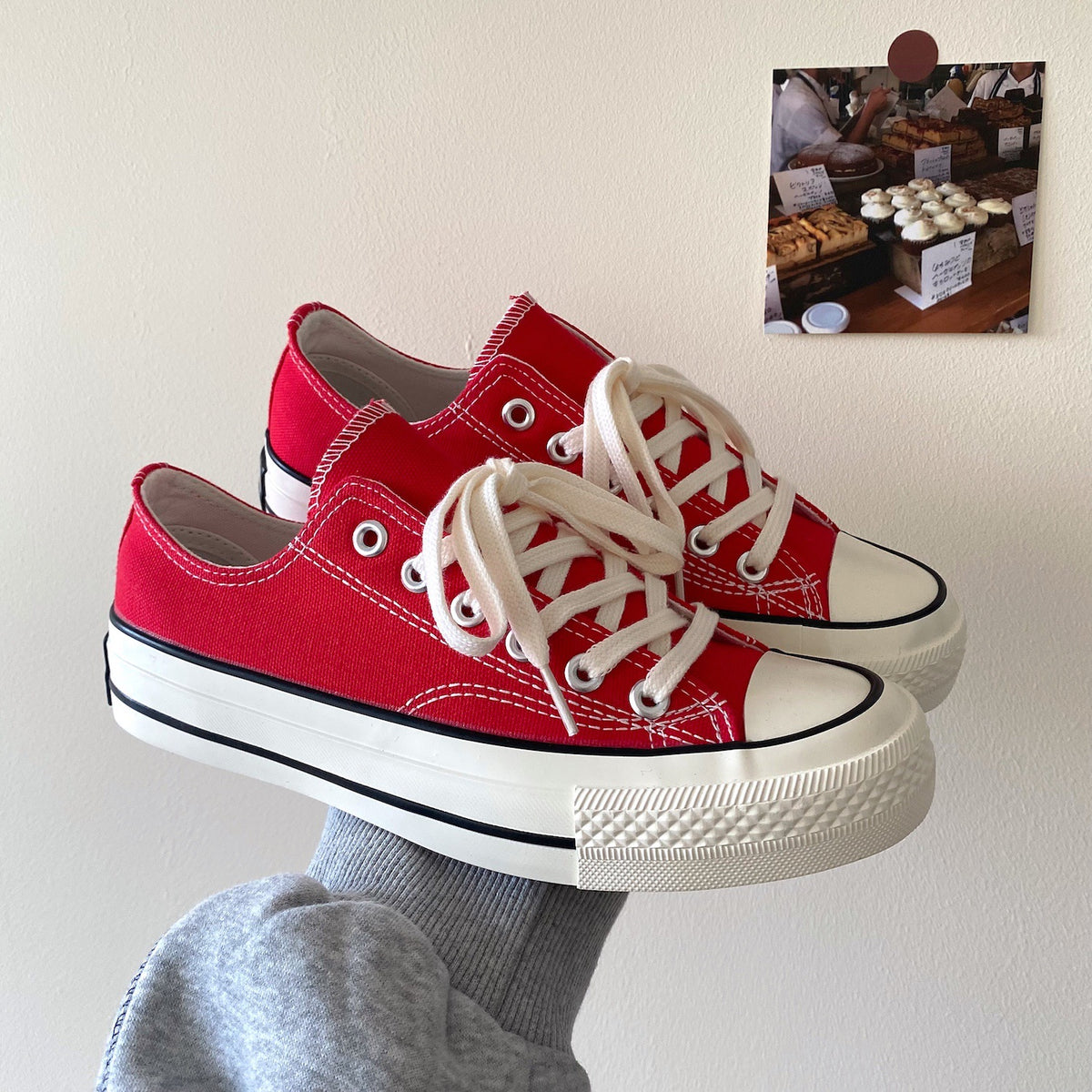 2025 Spring and Summer New Style Burgundy Versatile High-Top Canvas Shoes for Women Hong Kong Style Street Shoes for Women Ins