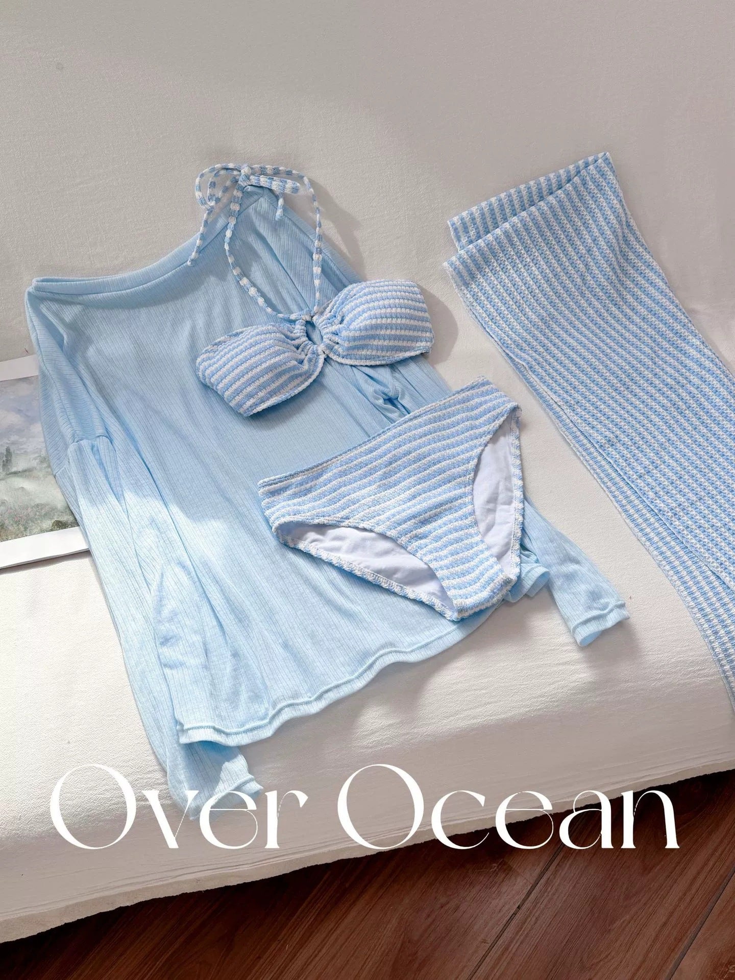 New Split Swimsuit for Women, Summer Sweet Girl Bikini Three-Piece Set to Cover the Flesh, Slimming, Conservative Seaside Vacation