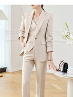 Spring New Workplace High Sense Women's Suit suit Commuter Professional Dress Fashion Elegant apricot Suit Jacket
