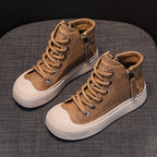 Retro Short Boots for Women with Soft Soles 2023 Autumn and Winter New Versatile Casual High-Top Shoes for Women Ins Style Large Size Flats