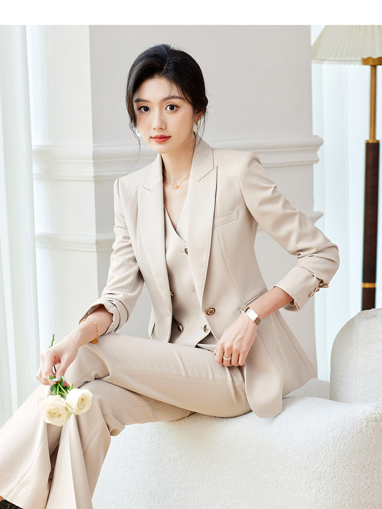 Spring New Workplace High Sense Women's Suit suit Commuter Professional Dress Fashion Elegant apricot Suit Jacket