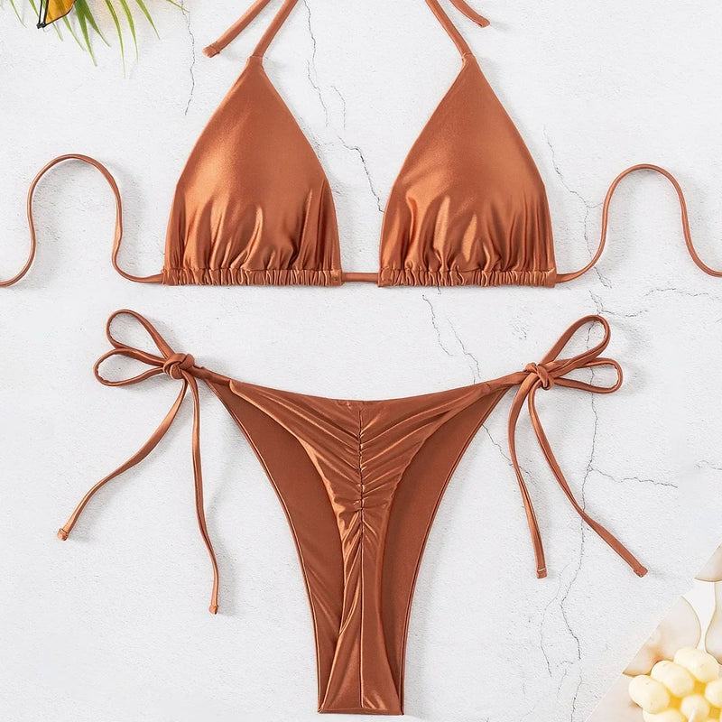 2026 European and American Cross-Border New Lace-Up Swimsuit Bikini High-End Bikini Swimsuit Set for Women