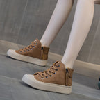 Retro Short Boots for Women with Soft Soles 2023 Autumn and Winter New Versatile Casual High-Top Shoes for Women Ins Style Large Size Flats