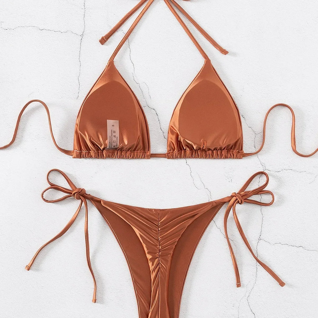 2026 European and American Cross-Border New Lace-Up Swimsuit Bikini High-End Bikini Swimsuit Set for Women
