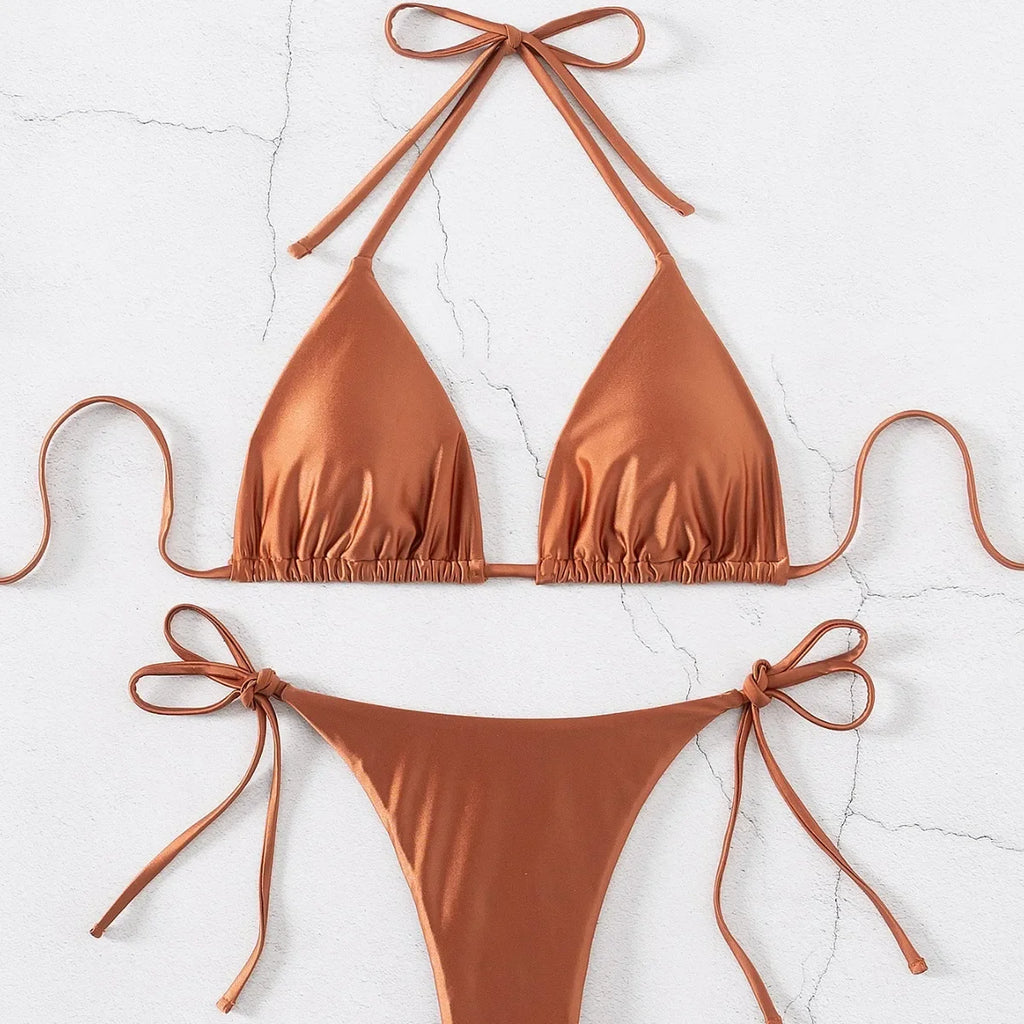 2026 European and American Cross-Border New Lace-Up Swimsuit Bikini High-End Bikini Swimsuit Set for Women