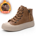 Retro Short Boots for Women with Soft Soles 2023 Autumn and Winter New Versatile Casual High-Top Shoes for Women Ins Style Large Size Flats