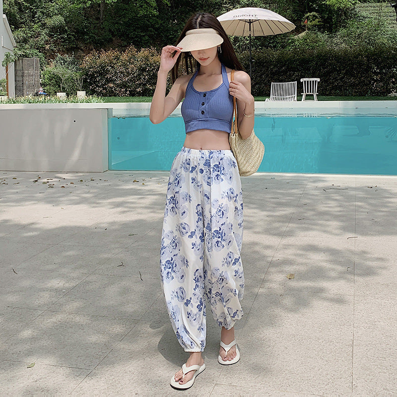 Couple Swimsuit Women's Split Pants Skirt Three-piece Set Small Fresh Slim Belly Covering Sexy Men's Beach Pants Hot Spring Swimsuit