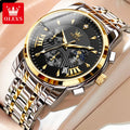 OLEVS 2892 Men Watch Original Quartz Watch Luxury Waterproof Luminous Calendar Moon Phase Chronograph Business Sports Men Watch