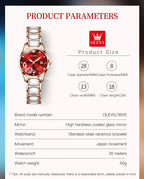 OLEVS Brand Ceramic Room Steel Strip Quartz Women's Watch 3605