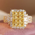 Fashion Geometry Silvery Plated Ring Women Classic Inlaid Full Synthetic Zirconia Wedding Banquet Engagement Jewelry Accessories