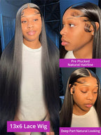 200 Density Straight Lace Front Wig Human Hair 13x4 HD Lace Front Wig for Women - Pre Plucked, Pre Cut, Bye Knots