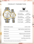 OLEVS 5593 Couple Watch Fashion Business Waterproof Stainless Steel Watch Luxury Brand Classic Date Week Clock Men Women Watch