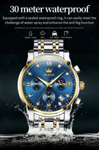 OLEVS 2858 Men's Watches Stainless Steel Waterproof Anti-Scratch Moon Phase Luminous Chronograph Luxury Quartz Men's Wristwatch