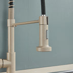 Kitchen Faucet Sink Faucet One Handle Spring Hot and Cold Water Tap Deck Mounted  Stream Sprayer Stainless Steel