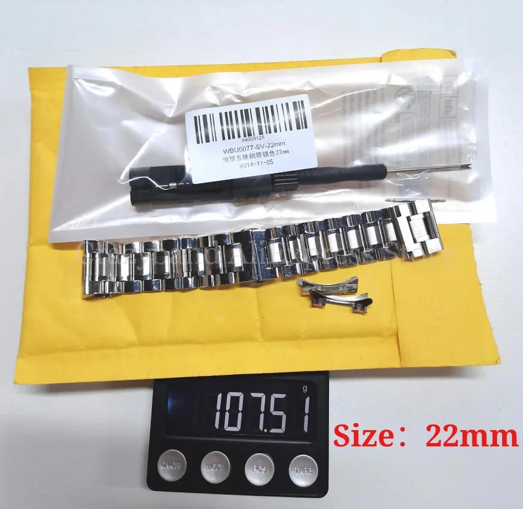20mm22mm Arc Stainless Steel Watch Band 12/14/16mm 18mm 21mm 24mm Curved Universal Women Men Strap Silver Black Butterfly Buckle