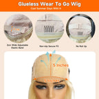 613 Glueless Wigs Human Hair 5x5 Lace Closure Wig Bone Straight Blonde Pre Plucked Glueless Wig Remy Human Hair Wigs Ready To Go