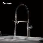 Luxury Gun Gray Brass Kitchen Faucet 1 Hole Double Handle Cold and Hot Dual Control, with Filtered Water Two Function Sink Tap